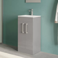 Mobiletto bagno da terra 40 cm salvaspazio grigio 2 ante Poket