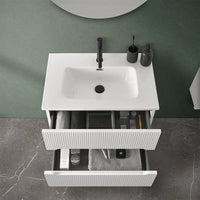 Mobiletto bagno sospeso cannettato 70 cm bianco opaco con top  Bali