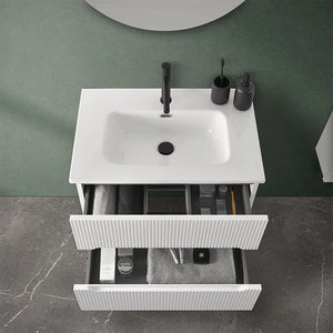 Mobiletto bagno sospeso cannettato 70 cm bianco opaco con top  Bali