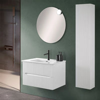 Mobiletto bagno sospeso cannettato 70 cm bianco opaco con top  Bali