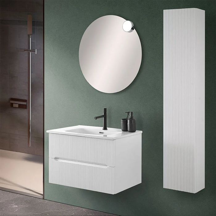 Mobiletto bagno sospeso cannettato 70 cm bianco opaco con top  Bali