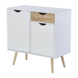 Mobiletto Bolt 2 Ante E 1 Cassetto 80x40x80 Bianco/naturale