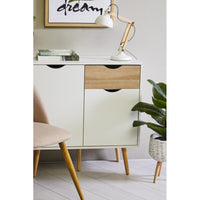 Mobiletto Bolt 2 Ante E 1 Cassetto 80x40x80 Bianco/naturale