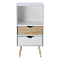 Mobiletto Bolt 2 Cassetti E 1 Vano A Giorno 48x40x94 Bianco/naturale