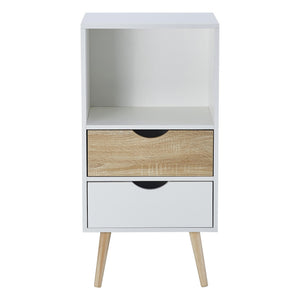 Mobiletto Bolt 2 Cassetti E 1 Vano A Giorno 48x40x94 Bianco/naturale