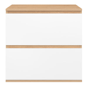 IDMarket - Mobiletto da bagno a 2 cassetti a sospensione TOMI in faggio e bianco