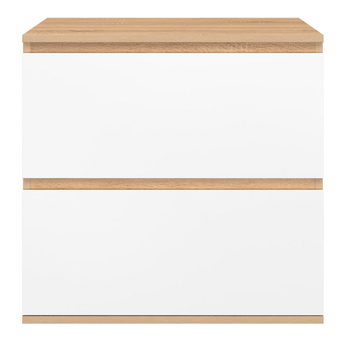 IDMarket - Mobiletto da bagno a 2 cassetti a sospensione TOMI in faggio e bianco