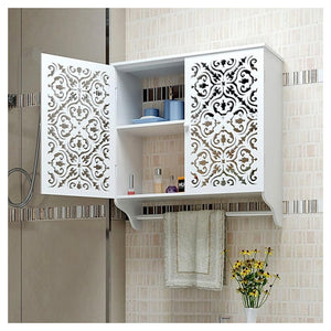 Mobiletto Da Bagno A Parete Con Portasciugamani Armadietto In Mdf A 2 Livelli