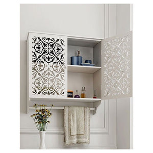 Mobiletto Da Bagno A Parete Con Portasciugamani Armadietto In Mdf A 2 Livelli