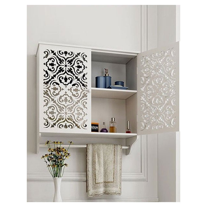 Mobiletto Da Bagno A Parete Con Portasciugamani Armadietto In Mdf A 2 Livelli