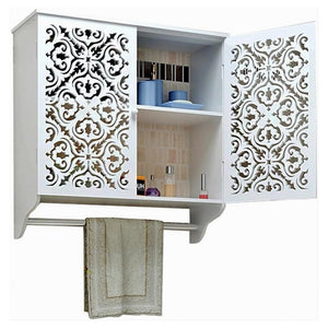 Mobiletto Da Bagno A Parete Con Portasciugamani Armadietto In Mdf A 2 Livelli