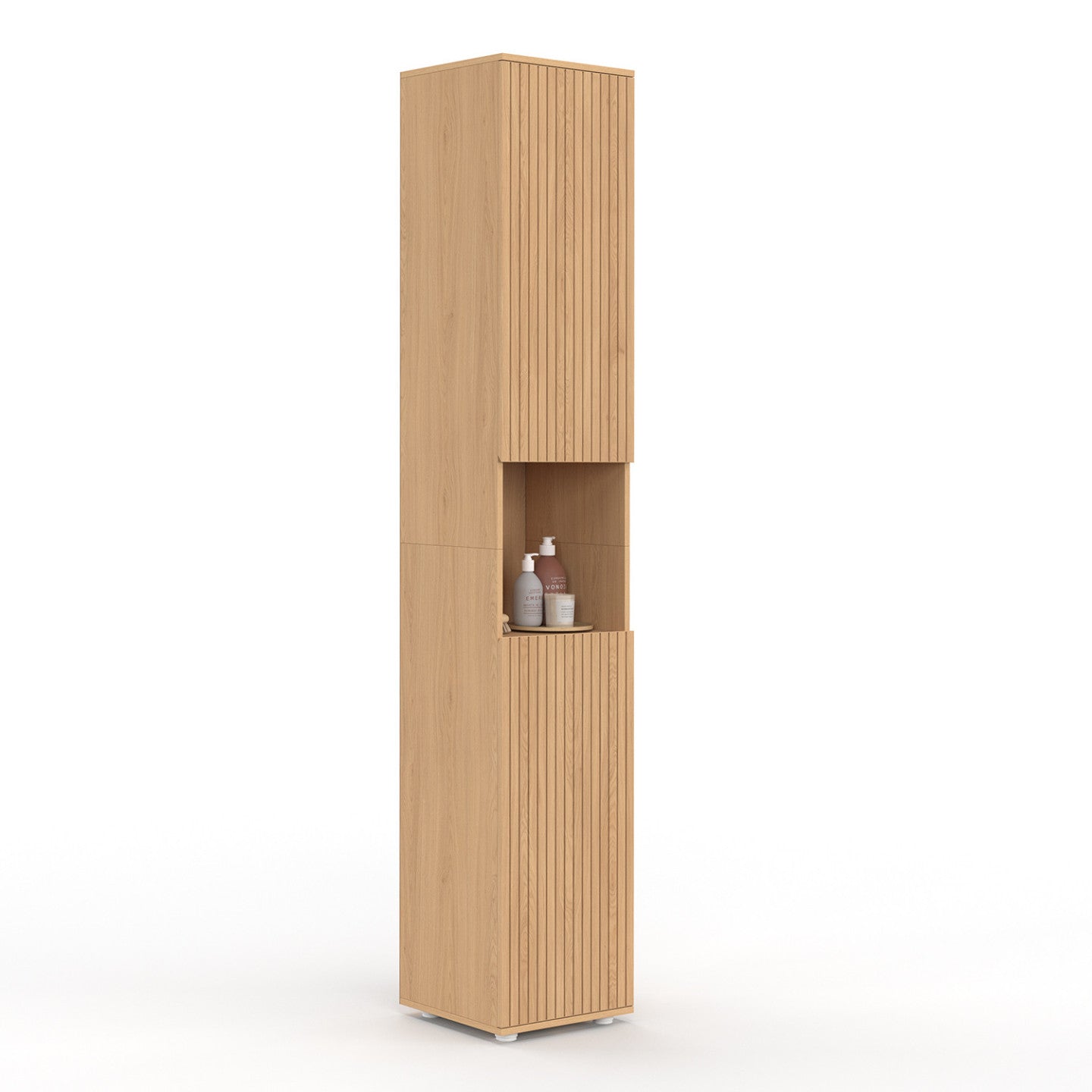 IDMarket - Mobiletto da bagno VICTOR a 2 ante e 1 nicchia con effetto dogato