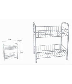 Mobiletto In Metallo Porta Oggetti 2 Ripiani Bianco Scaffale Bagno 32x36cm 52530         