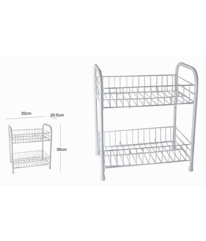 Mobiletto In Metallo Porta Oggetti 2 Ripiani Bianco Scaffale Bagno 32x36cm 52530         
