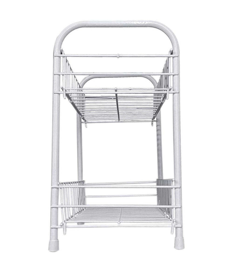 Mobiletto In Metallo Porta Oggetti 2 Ripiani Bianco Scaffale Bagno 32x36cm 52530         