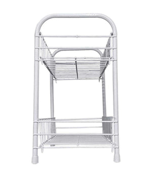 Mobiletto In Metallo Porta Oggetti 2 Ripiani Bianco Scaffale Bagno 32x36cm 52530         