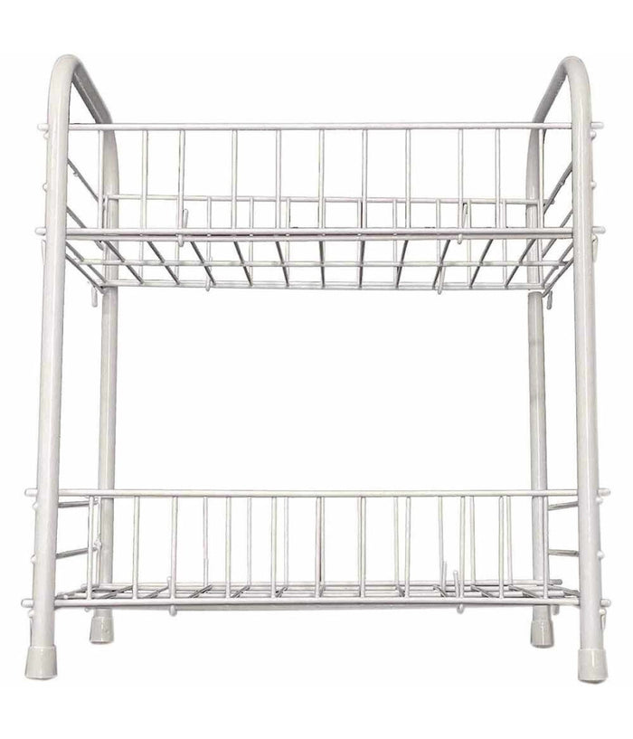 Mobiletto In Metallo Porta Oggetti 2 Ripiani Bianco Scaffale Bagno 32x36cm 52530         