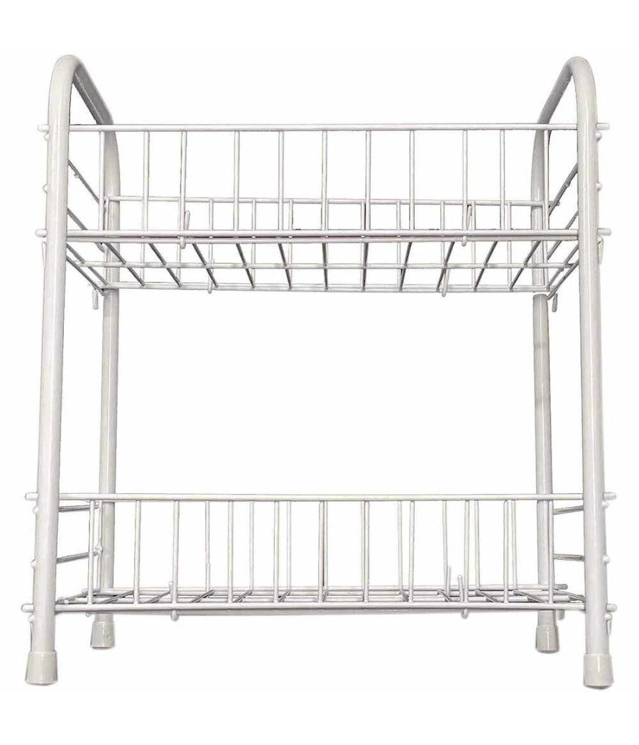 Mobiletto In Metallo Porta Oggetti 2 Ripiani Bianco Scaffale Bagno 32x36cm 52530         