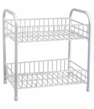 Mobiletto In Metallo Porta Oggetti 2 Ripiani Bianco Scaffale Bagno 32x36cm 52530         