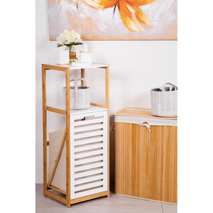 Mobiletto Multiuso 1 Ripiano 1 Cesto 36x33x98 Naturale/bianco Adelaide