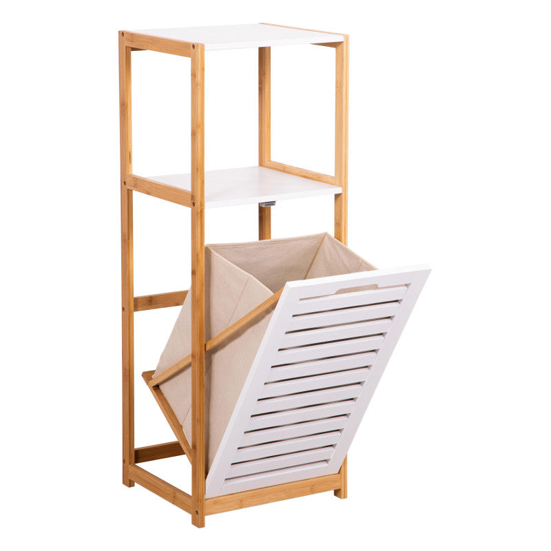 Mobiletto Multiuso 1 Ripiano 1 Cesto 36x33x98 Naturale/bianco Adelaide