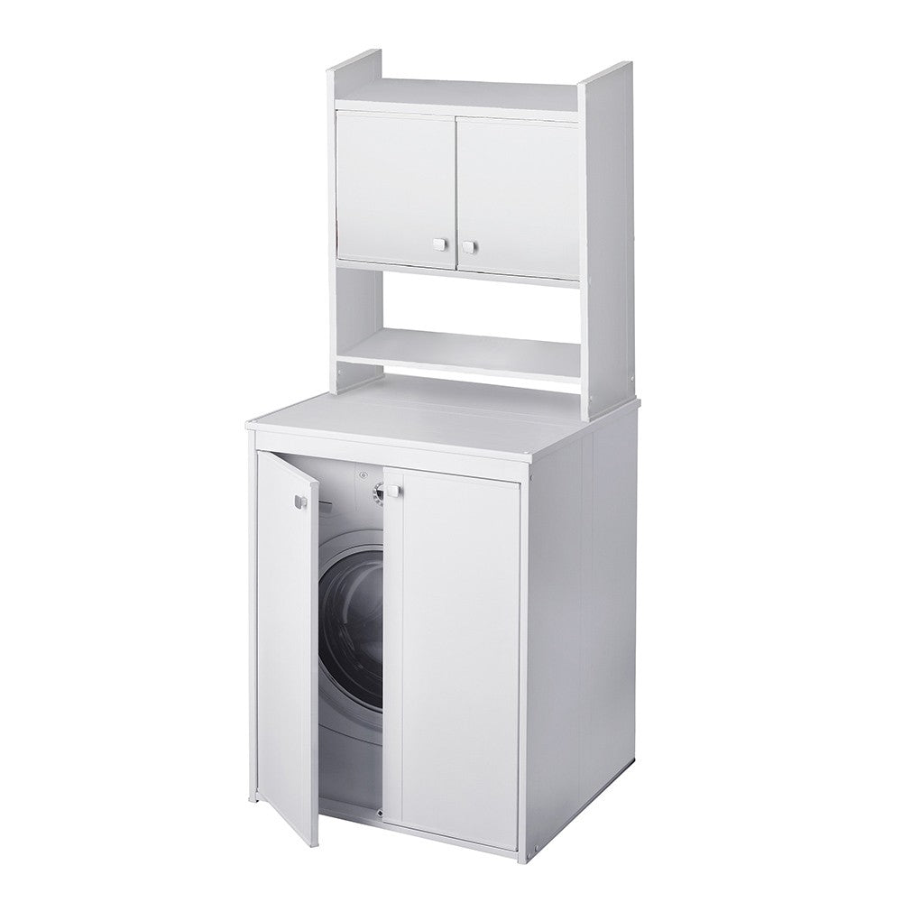 Mobiletto sopra lavatrice in pvc bianco in kit di montaggio