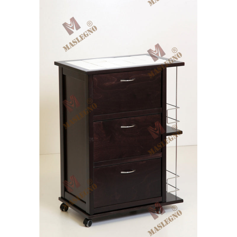 Carrello Vesuvio 3 Ante Con Portabottiglie - Rovere
