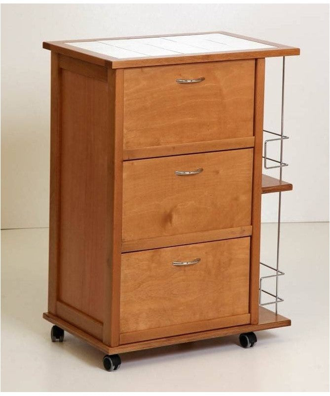 Carrello Vesuvio 3 Ante Con Portabottiglie - Rovere