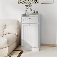 Mobiletto con cesto per biancheria cesto ribaltabile, Mobiletto con cesto mobile da bagno indipendente Bianco-Cesti del bucato