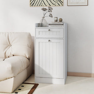 Mobiletto con cesto per biancheria cesto ribaltabile, Mobiletto con cesto mobile da bagno indipendente Bianco-Cesti del bucato