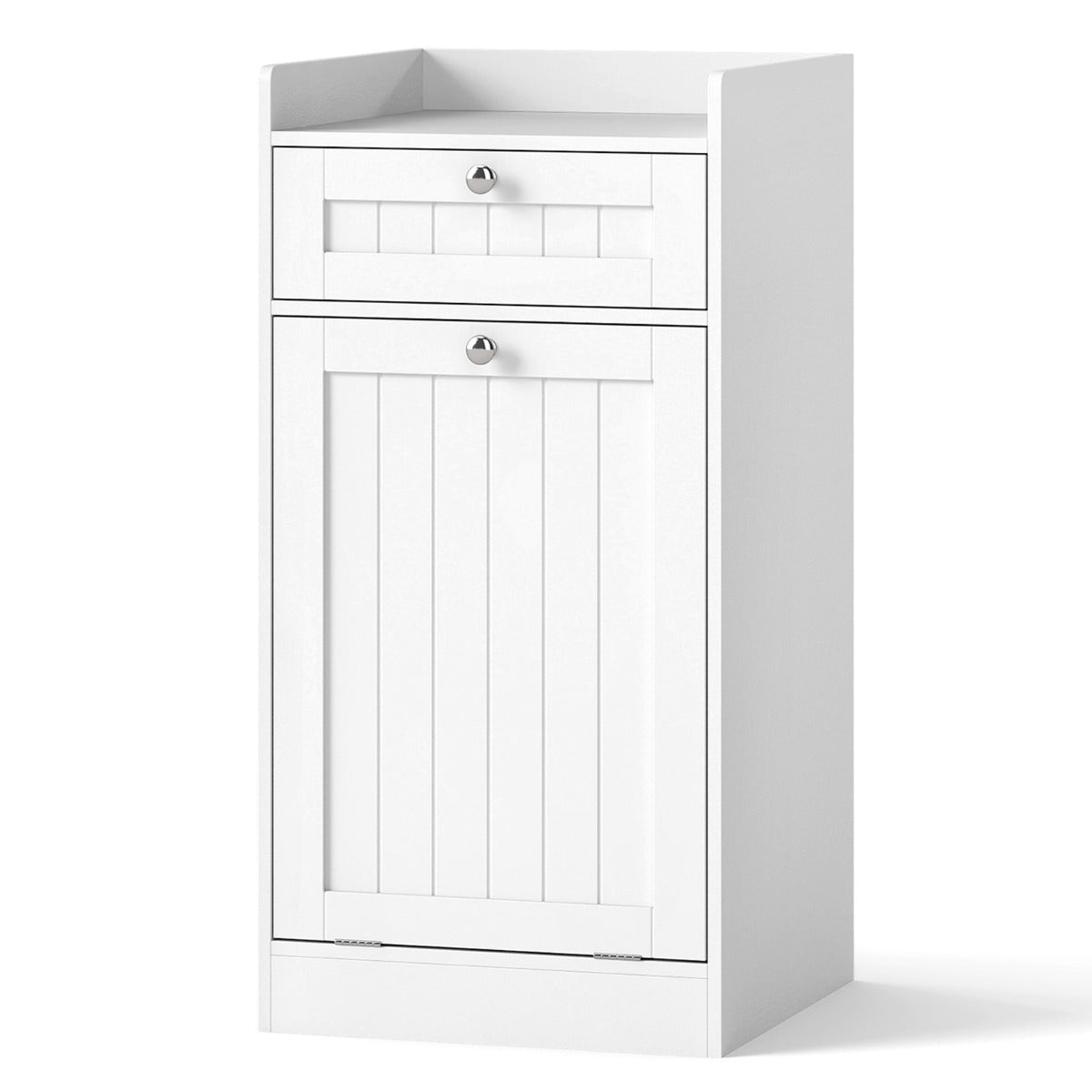 Mobiletto con cesto per biancheria cesto ribaltabile, Mobiletto con cesto mobile da bagno indipendente Bianco-Cesti del bucato