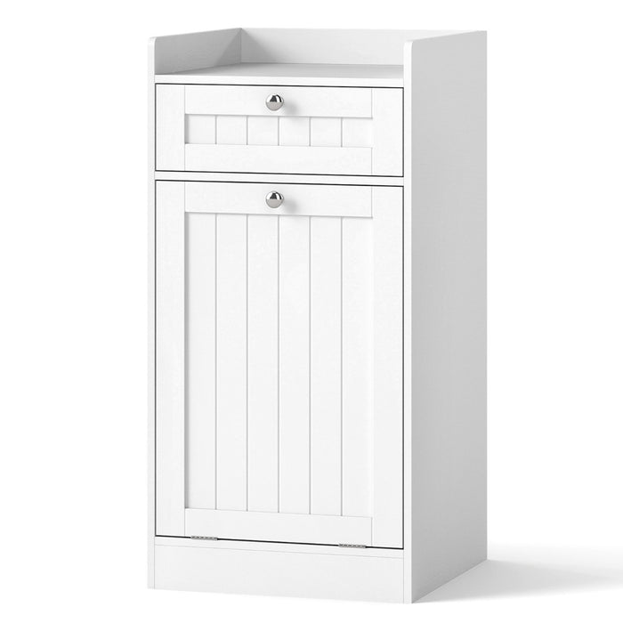 Mobiletto con cesto per biancheria cesto ribaltabile, Mobiletto con cesto mobile da bagno indipendente Bianco-Cesti del bucato