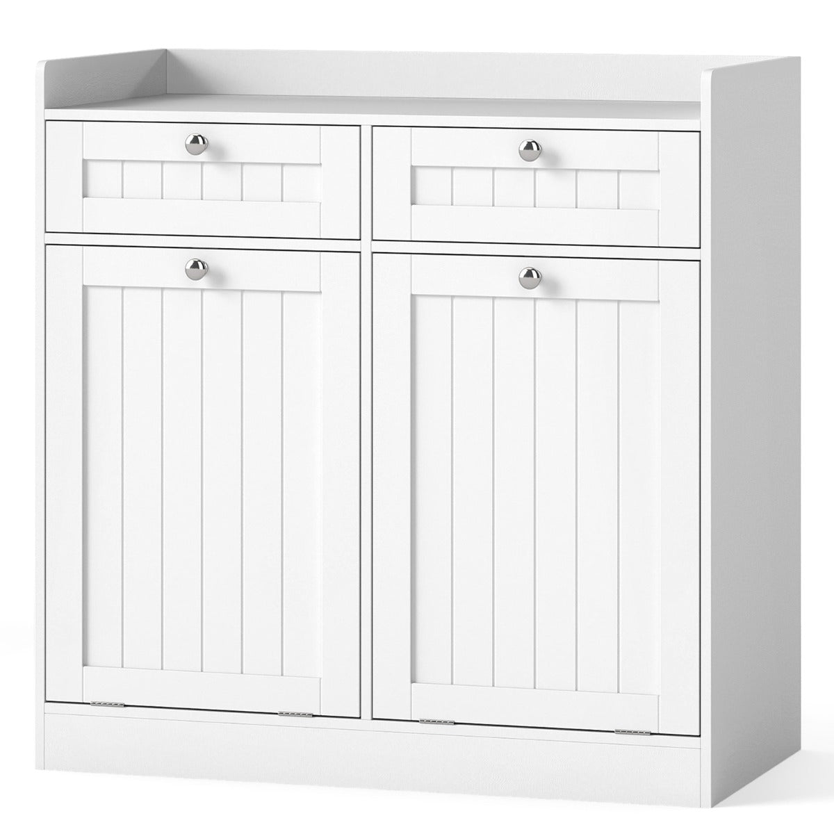 Mobiletto con cesto per biancheria doppio con 2 cesti, Mobiletto con cesto mobile da bagno indipendente Bianco-Cesti del bucato