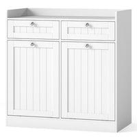 Mobiletto con cesto per biancheria doppio con 2 cesti, Mobiletto con cesto mobile da bagno indipendente Bianco-Cesti del bucato