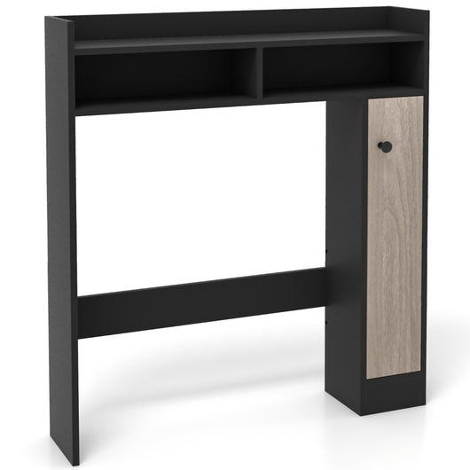 Mobiletto da bagno sopra il water con ripiani regolabili anta singola-Organizzatore da bagno salvaspazio Nero