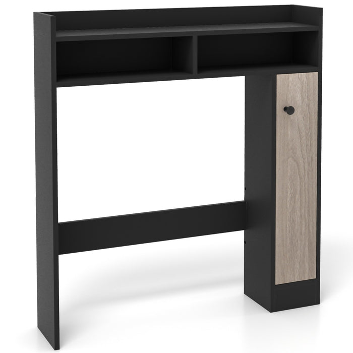 Mobiletto da bagno sopra il water con ripiani regolabili anta singola-Organizzatore da bagno salvaspazio Nero