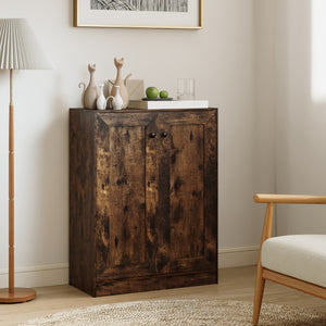 Mobiletto da pavimento per bagno organizzatore in legno con ante e ripiani regolabili, Mobiletto credenza indipendente Marrone-Armadietti da bagno