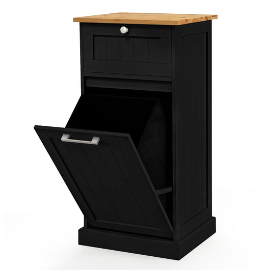 Mobiletto per lavanderia con cesto, Cesto per biancheria a ribalta autoportante con cassetto 40x37x82cm Nero-Cesti del bucato