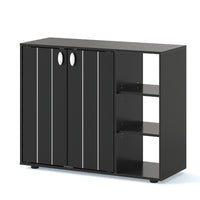 Mobiletto per scarpe con ante in legno autonomo per ingress-Scaffale porta scarpe a 3 ripiani con mensole regolabili Nero