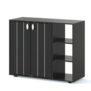 Mobiletto per scarpe con ante in legno autonomo per ingress-Scaffale porta scarpe a 3 ripiani con mensole regolabili Nero