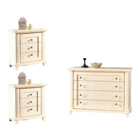 1 como' 2 comodini classico in legno colore avorio