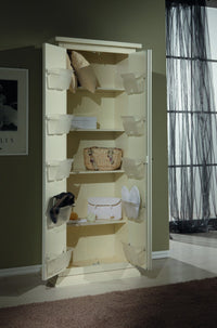 Armadietto porta scarpe legno avorio e decori 77x45x193