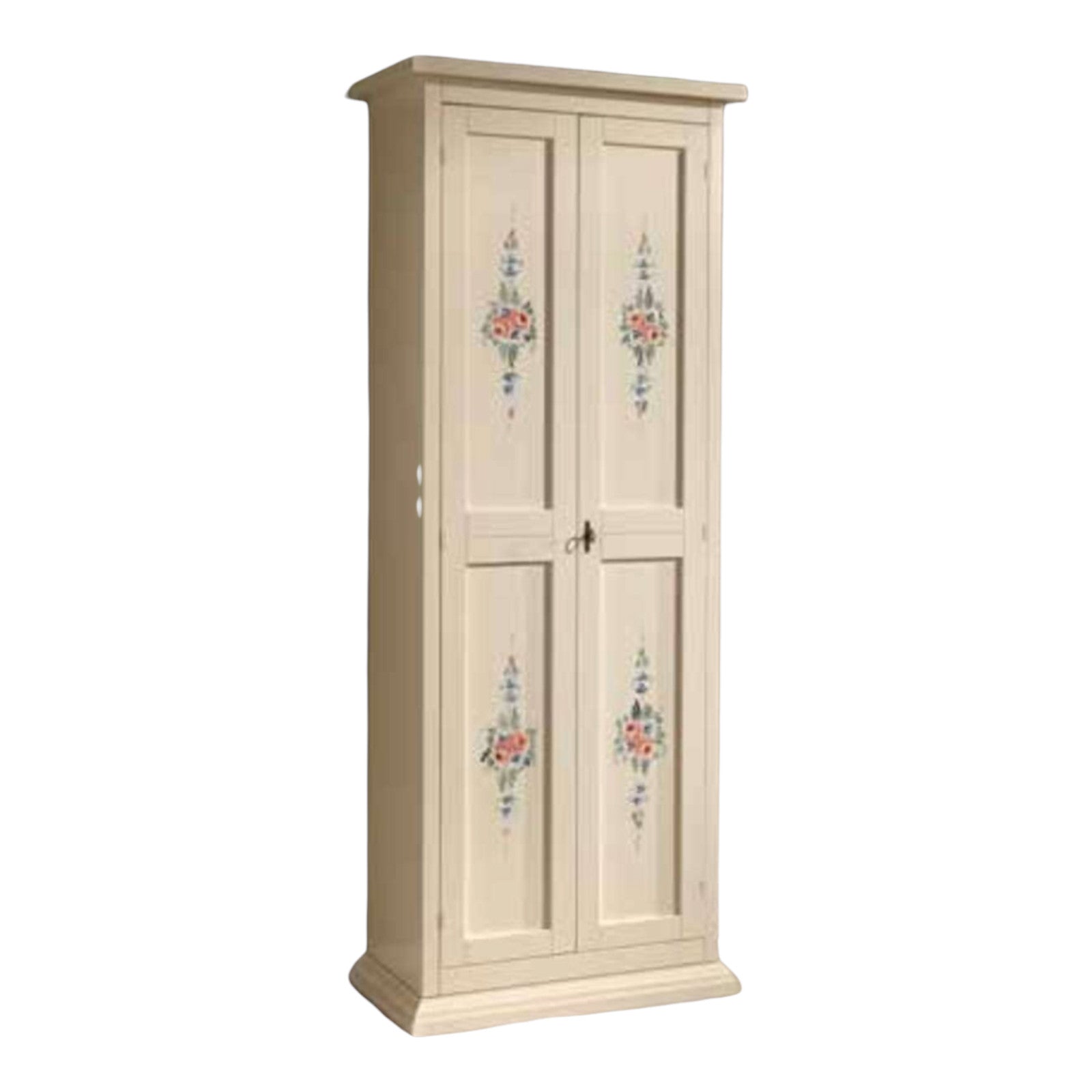 Armadietto porta scarpe legno avorio e decori 77x45x193