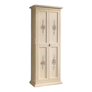 Armadietto porta scarpe legno avorio e decori 77x45x193