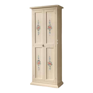 Armadietto porta scarpe legno avorio e decori 77x45x193