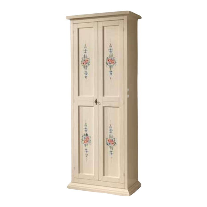 Armadietto porta scarpe legno avorio e decori 77x45x193