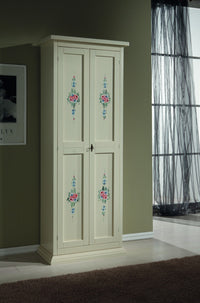 Armadietto porta scarpe legno avorio e decori 77x45x193