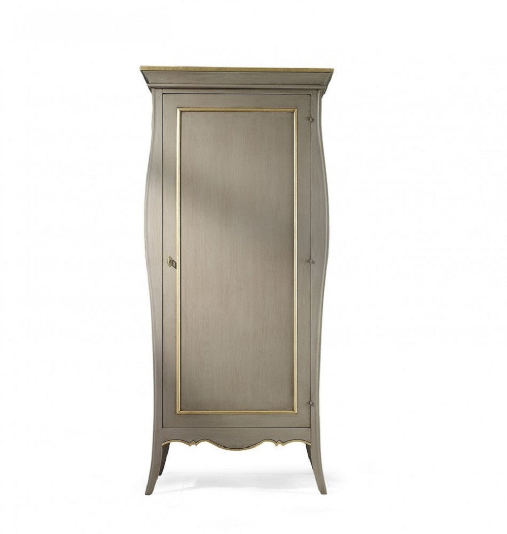 Armadio 1 anta arte povera legno tortora e oro 93x64x213