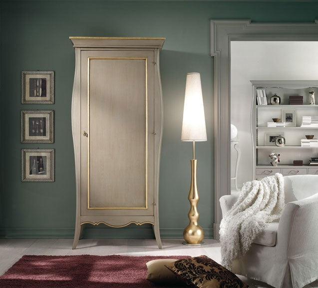 Armadio 1 anta arte povera legno tortora e oro 93x64x213