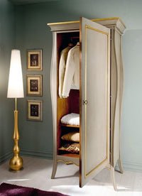 Armadio 1 anta arte povera legno tortora e oro 93x64x213